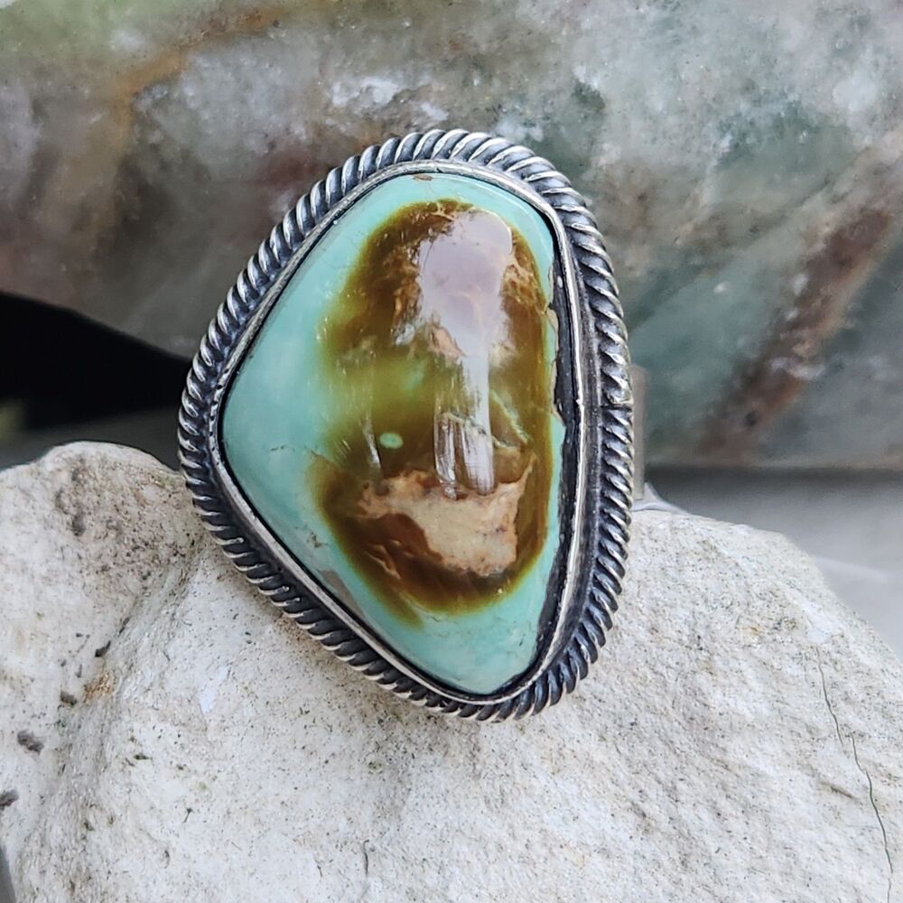 Leon Martinez Royston Turquoise Navajo Native Ring sterling signed